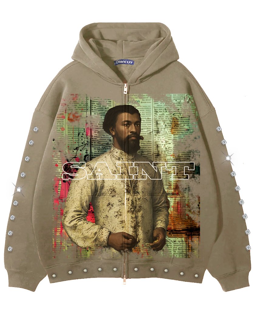 Saint Pearl Zipup Hoodie Tan