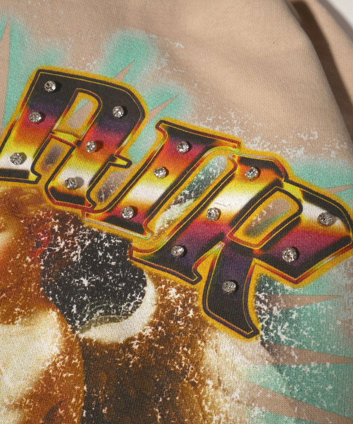 Belair Jumbo Crystal Hoodie Tan Wash