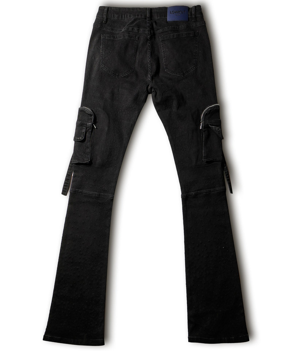 Zip Pockets Crystal Jeans Black