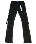 Zip Pockets Crystal Jeans Black