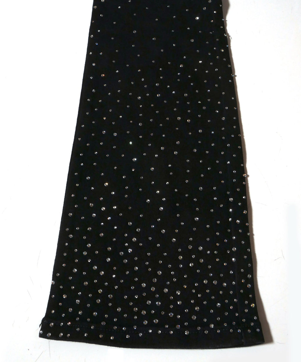 Zip Pockets Crystal Jeans Black