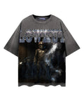 Biker Crystal Tee Charcoal Wash