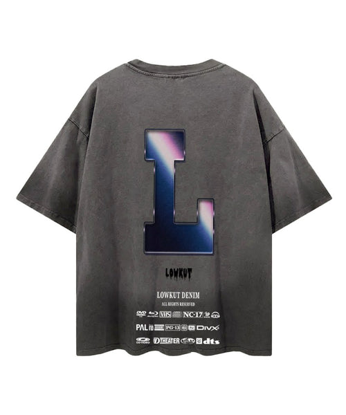 Biker Crystal Tee Charcoal Wash
