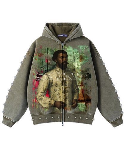 Saint Pearl Zipup Hoodie Tan