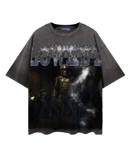 Biker Crystal Tee Charcoal Wash