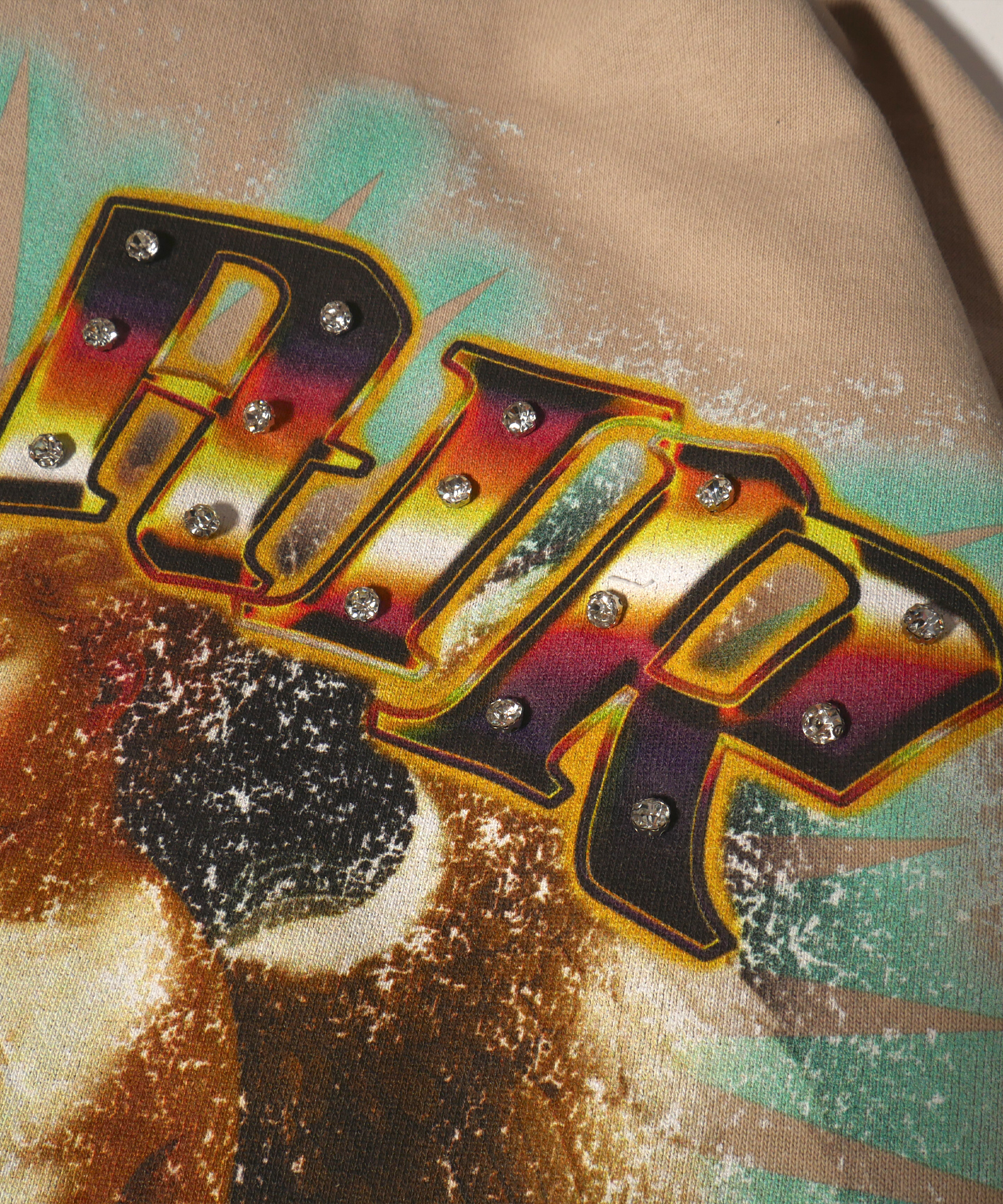 Belair Jumbo Crystal Hoodie Tan Wash - Image 6
