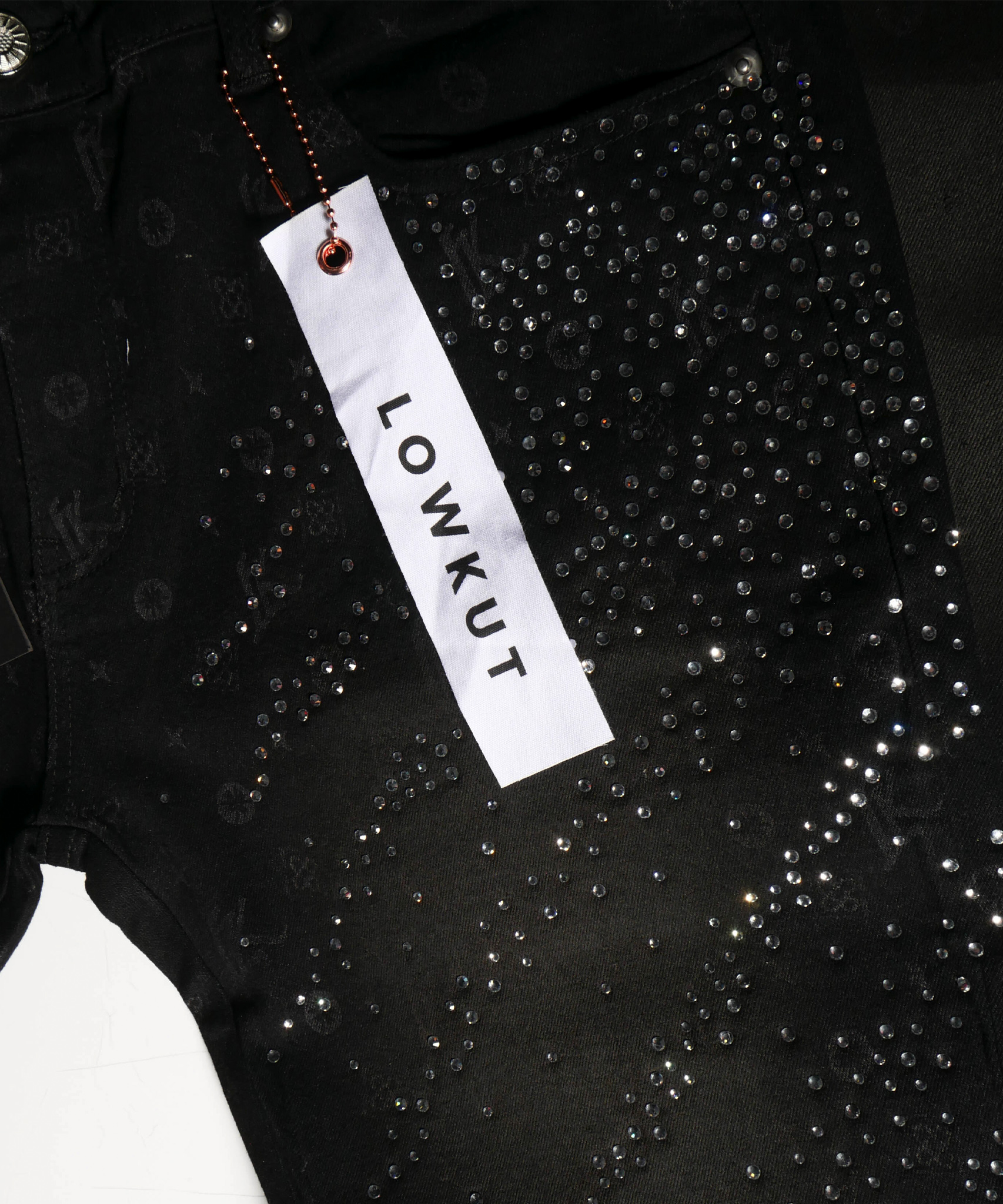 Monogram Splash Crystal Jeans Black - Image 4