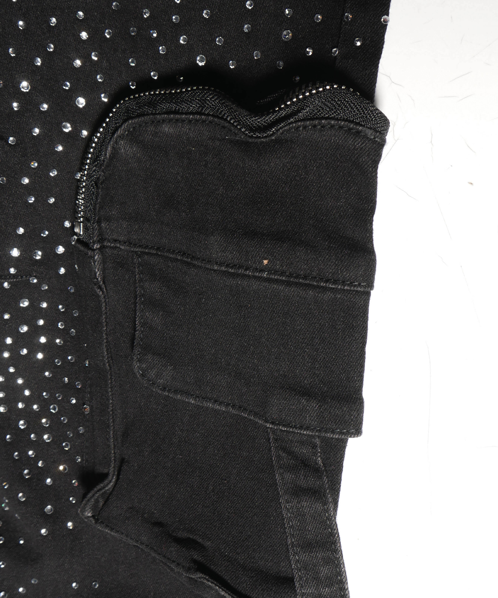 Zip Pockets Crystal Jeans Black - Image 5